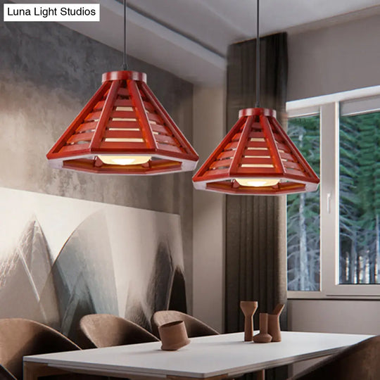 Contemporary Wood Shade Pendant Light - Modern Hanging Fixture