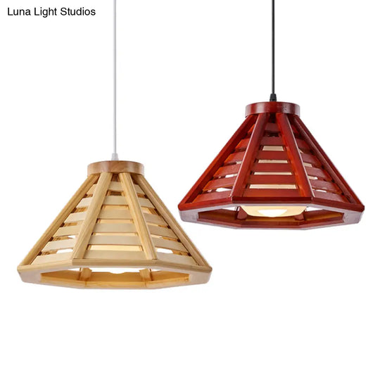 Contemporary Wood Shade Pendant Light - Modern Hanging Fixture