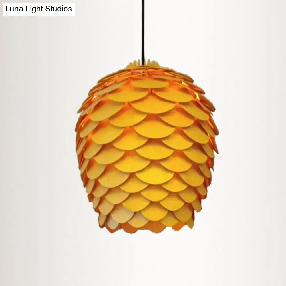 Contemporary Wood Shaded Pendant Light: Elegant Lighting Fixture For Restaurants