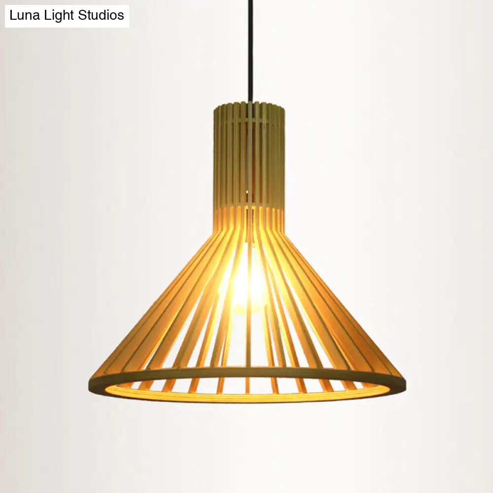 Contemporary Wood Shaded Pendant Light: Elegant Lighting Fixture For Restaurants