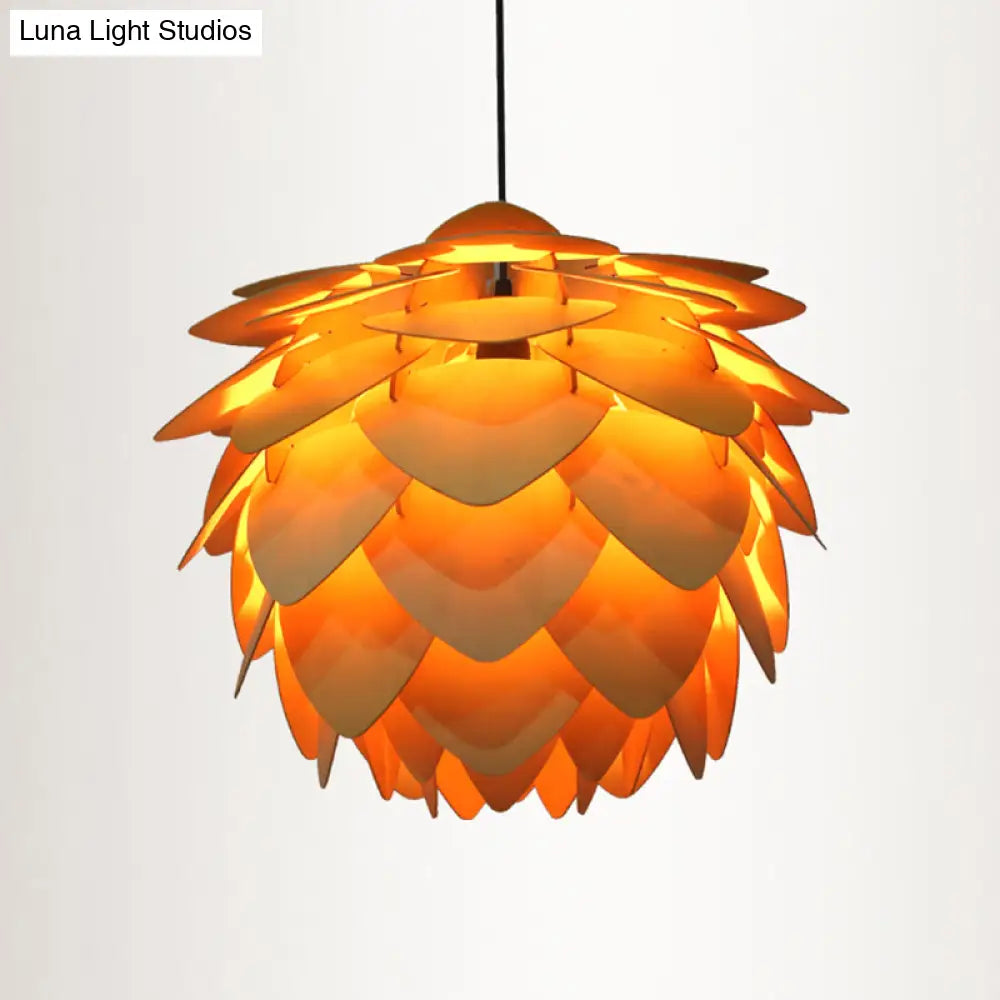 Contemporary Wood Shaded Pendant Light: Elegant Lighting Fixture For Restaurants