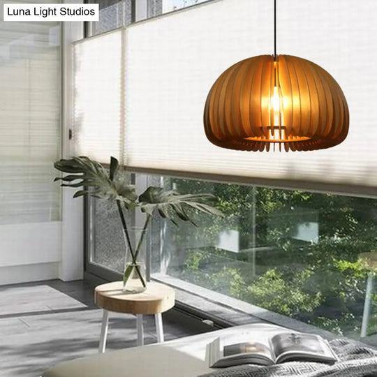 Contemporary Wood Shaded Pendant Light: Elegant Lighting Fixture For Restaurants