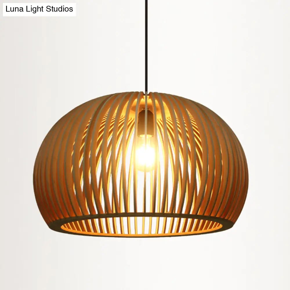 Contemporary Wood Shaded Pendant Light: Elegant Lighting Fixture For Restaurants