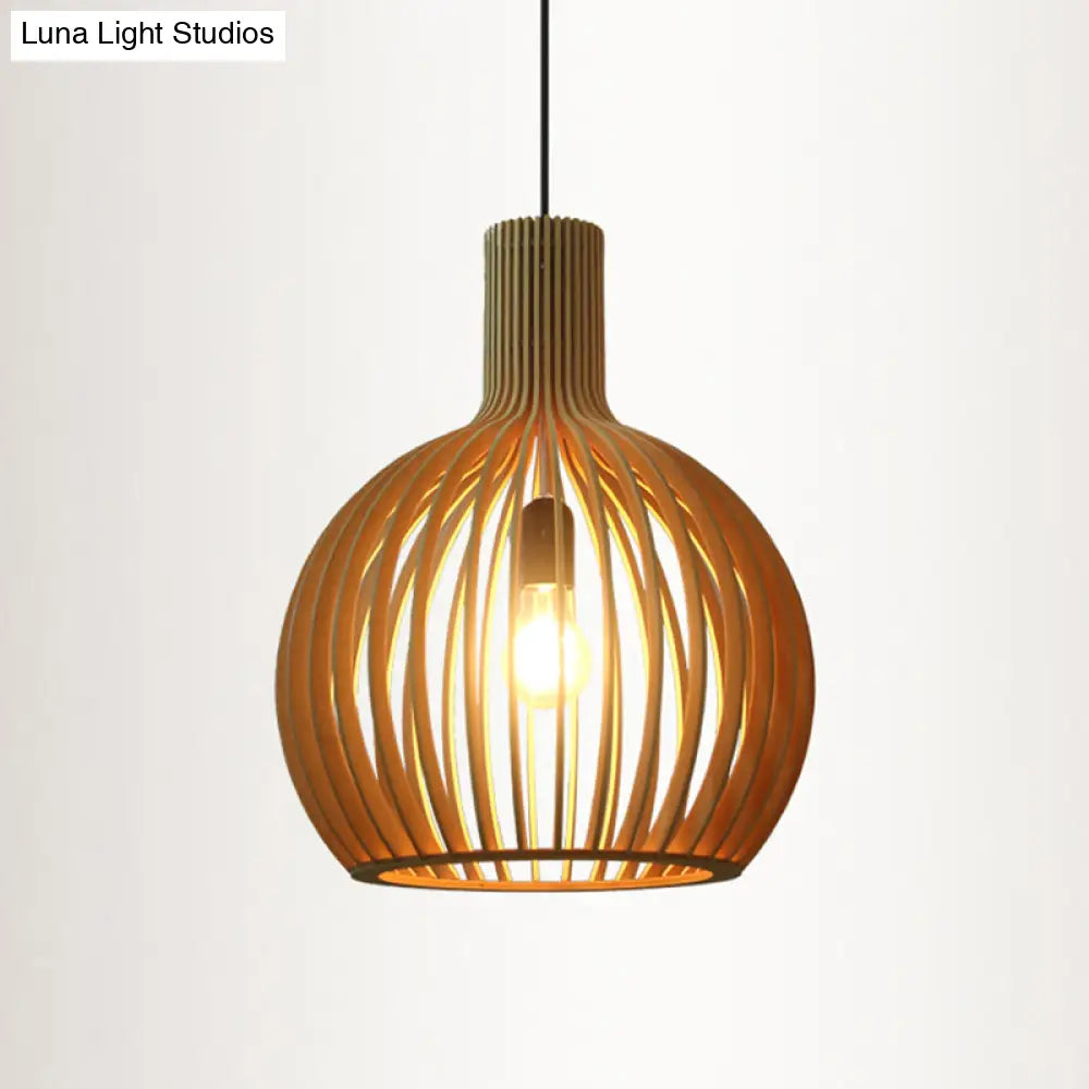 Contemporary Wood Shaded Pendant Light: Elegant Lighting Fixture For Restaurants