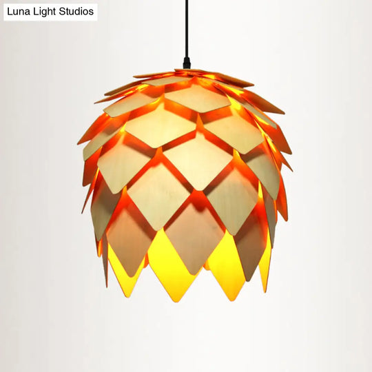 Contemporary Wood Shaded Pendant Light: Elegant Lighting Fixture For Restaurants