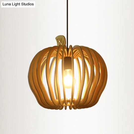 Contemporary Wood Shaded Pendant Light: Elegant Lighting Fixture For Restaurants