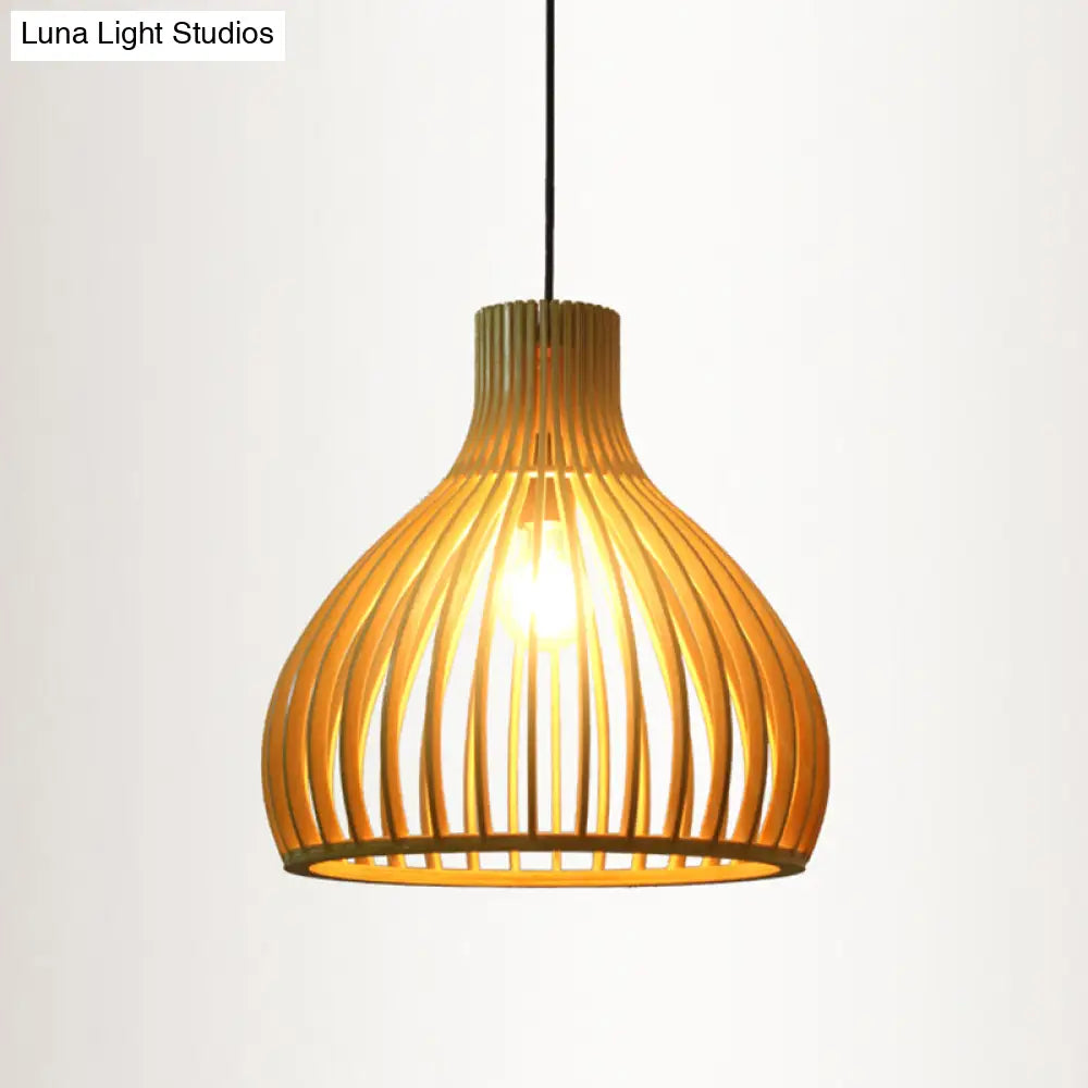 Contemporary Wood Shaded Pendant Light: Elegant Lighting Fixture For Restaurants