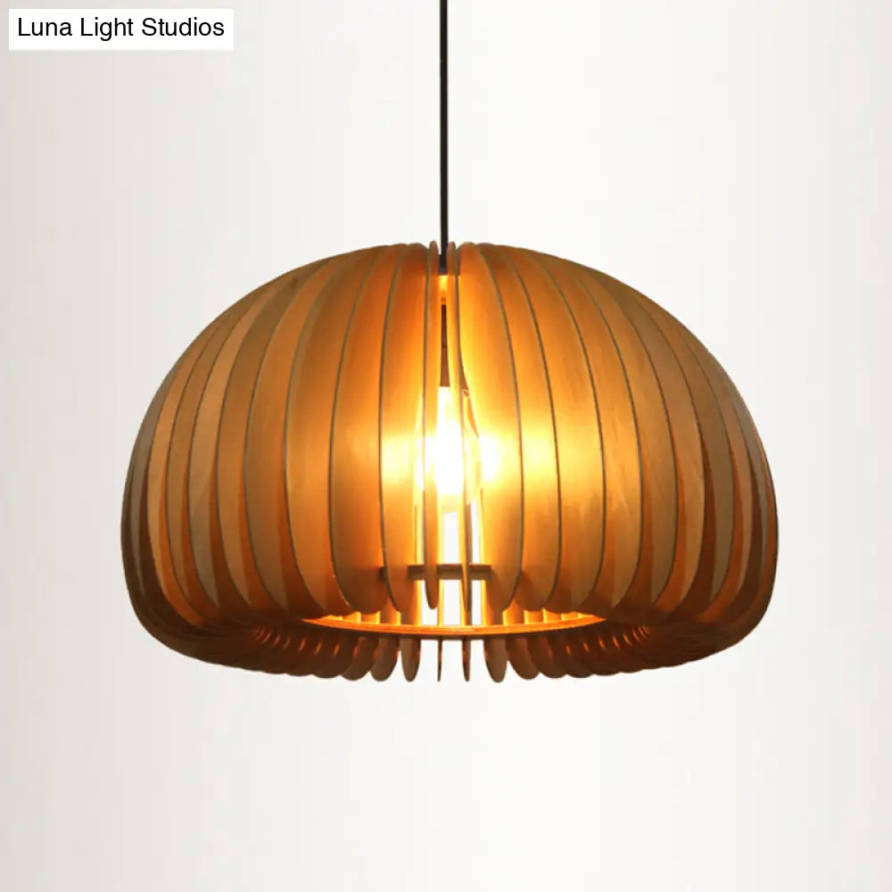 Contemporary Wood Shaded Pendant Light: Elegant Lighting Fixture For Restaurants