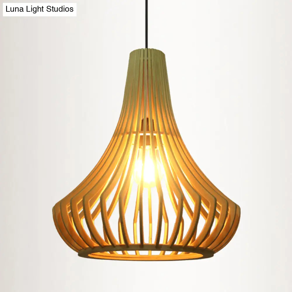 Contemporary Wood Shaded Pendant Light: Elegant Lighting Fixture For Restaurants