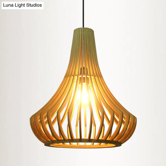 Contemporary Wood Shaded Pendant Light: Elegant Lighting Fixture For Restaurants