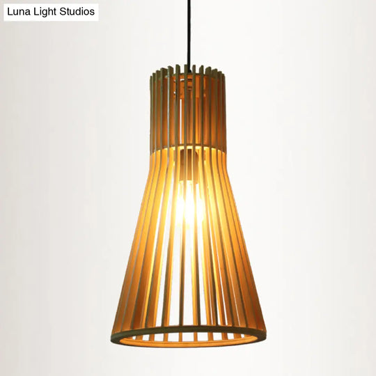 Contemporary Wood Shaded Pendant Light: Elegant Lighting Fixture For Restaurants