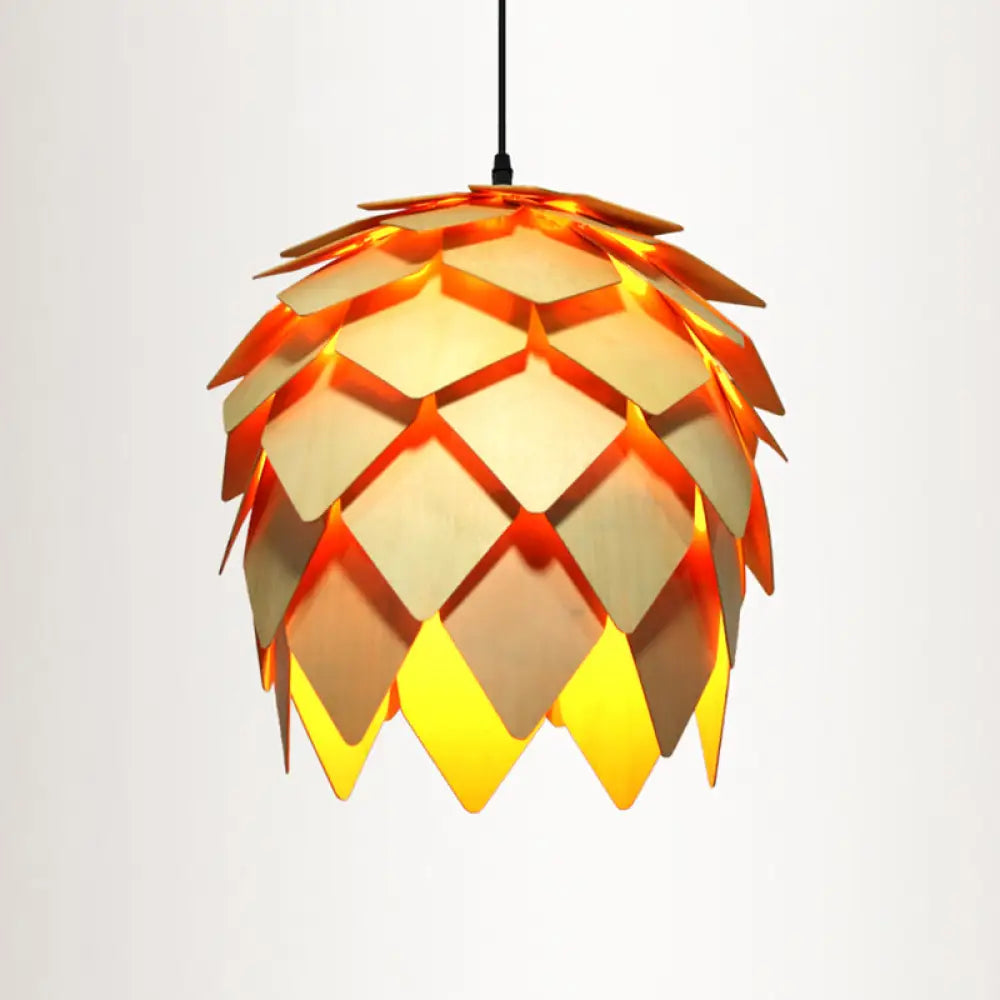 Contemporary Wood Shaded Pendant Light: Elegant Lighting Fixture For Restaurants / A