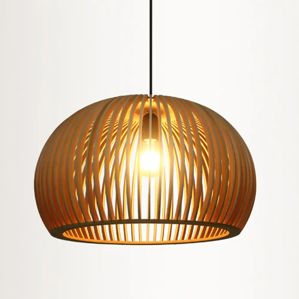 Contemporary Wood Shaded Pendant Light: Elegant Lighting Fixture For Restaurants / E