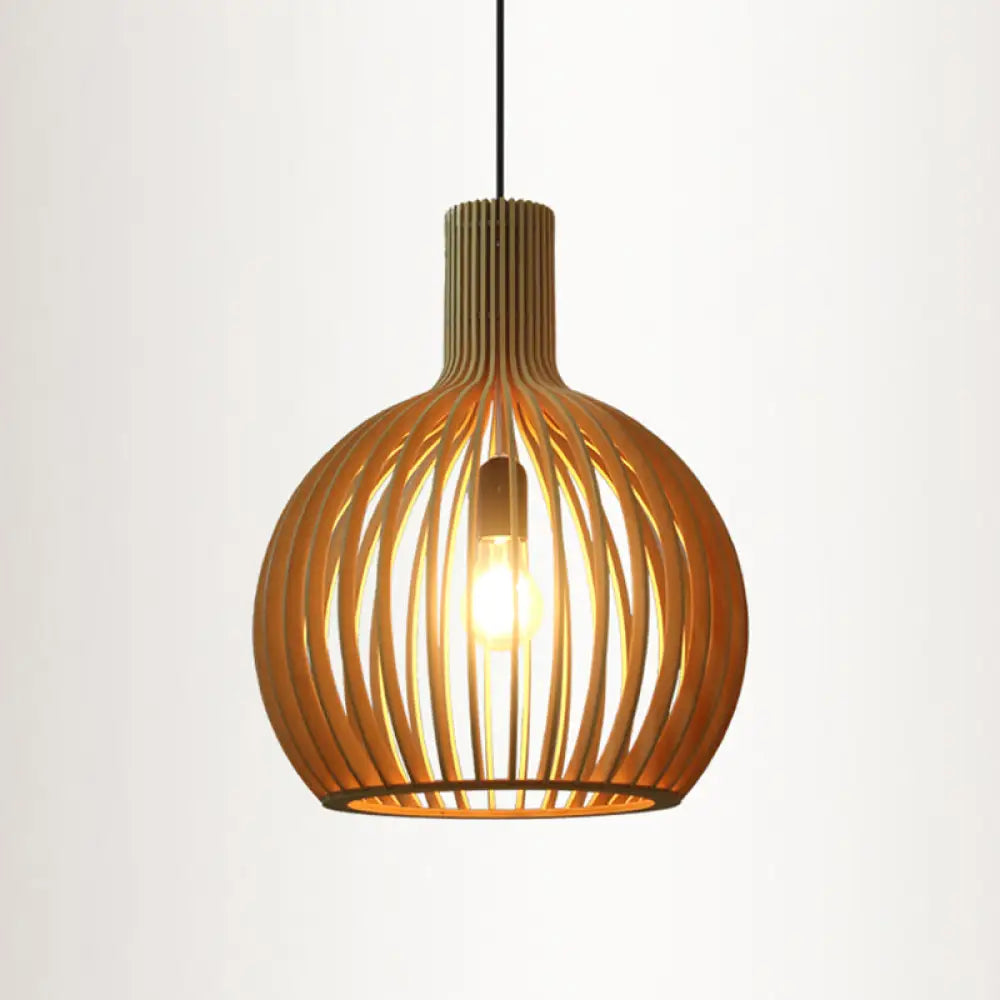 Contemporary Wood Shaded Pendant Light: Elegant Lighting Fixture For Restaurants / F