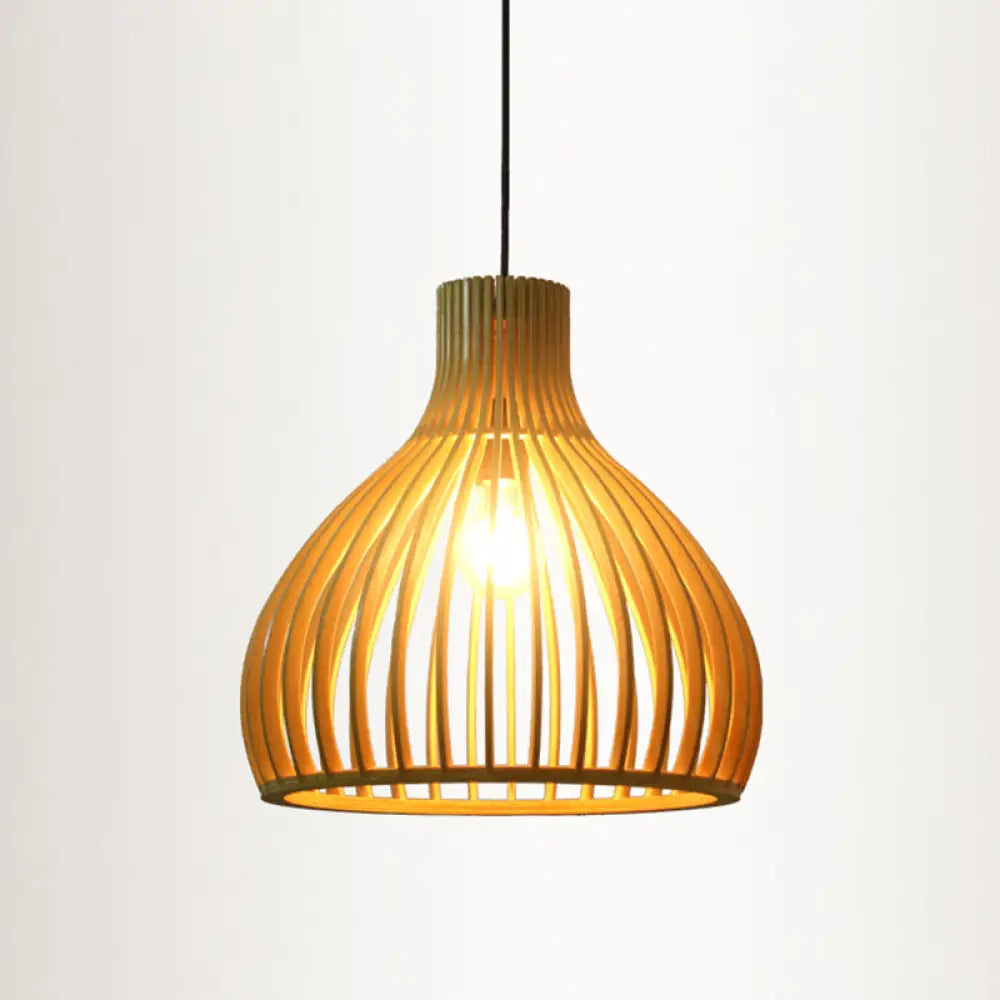 Contemporary Wood Shaded Pendant Light: Elegant Lighting Fixture For Restaurants / G