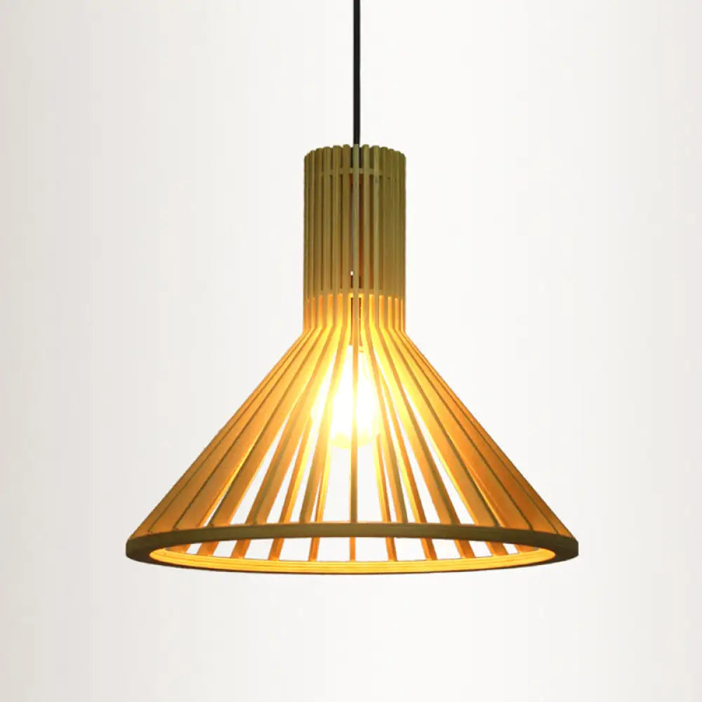 Contemporary Wood Shaded Pendant Light: Elegant Lighting Fixture For Restaurants / J