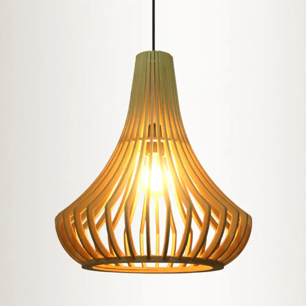 Contemporary Wood Shaded Pendant Light: Elegant Lighting Fixture For Restaurants / K