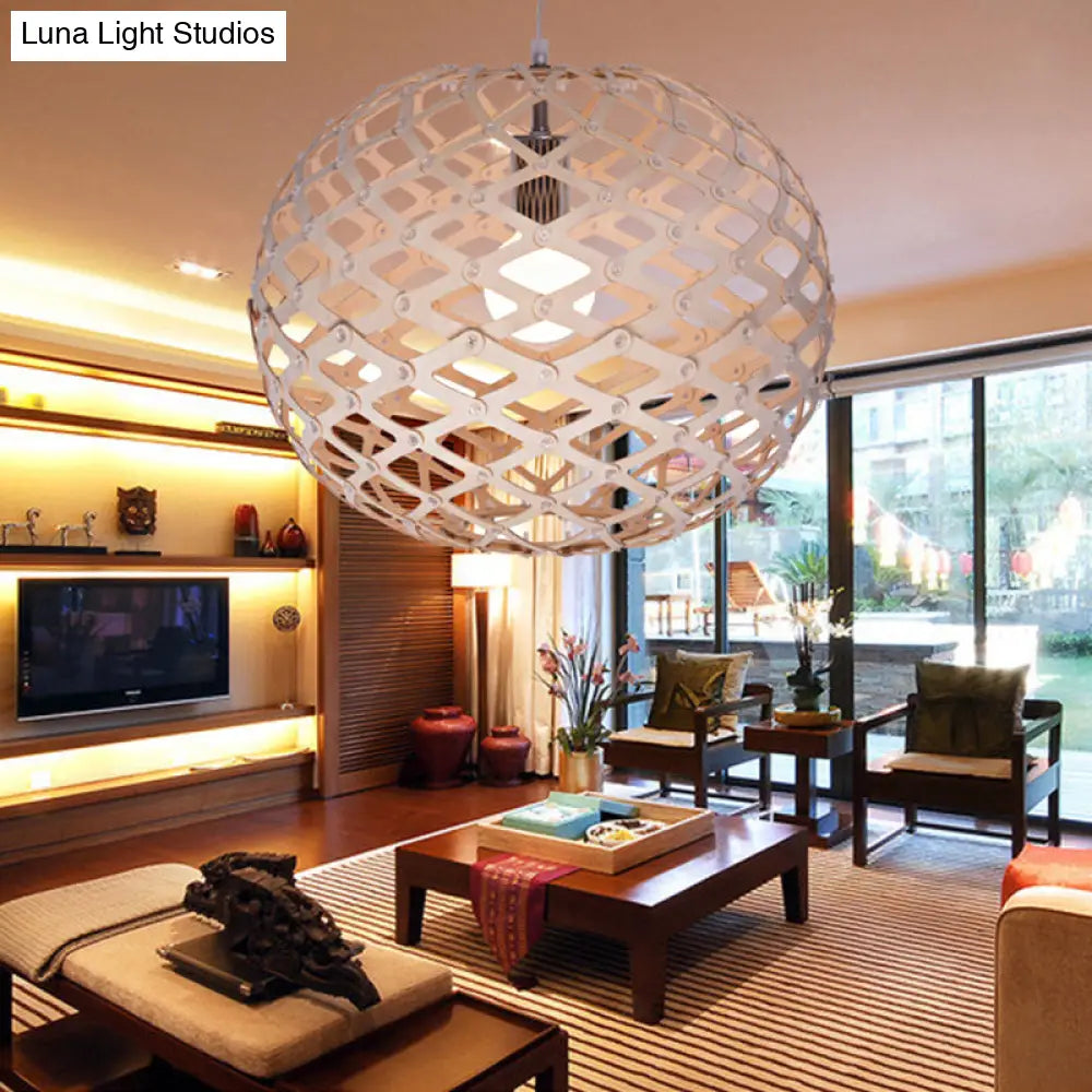 Contemporary Wood Suspension Pendant Light Kit - Global Design 1 Bulb Beige 16’/19.5’ Wide