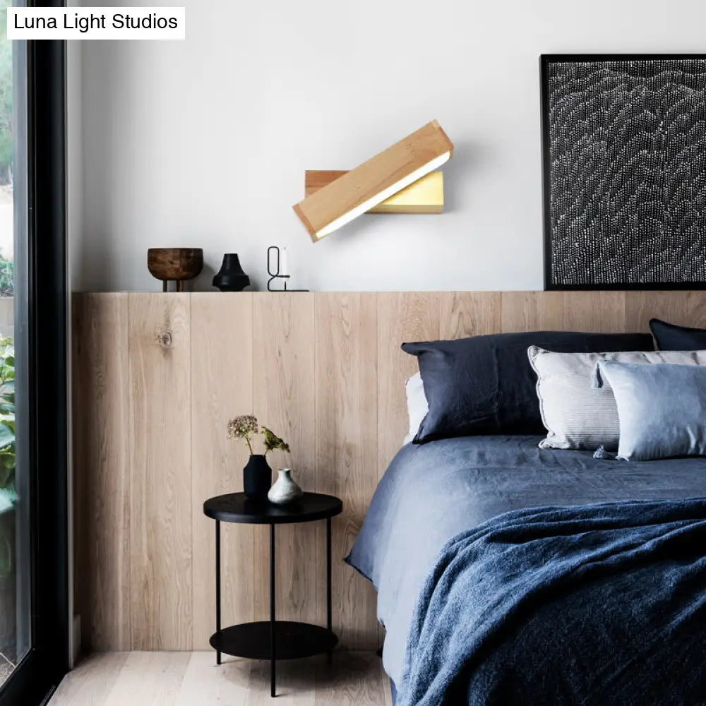 Contemporary Wood Wall Sconce With Acrylic Shade - Single-Bulb Lighting For Corridors