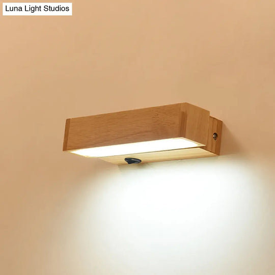 Contemporary Wood Wall Sconce With Acrylic Shade - Single-Bulb Lighting For Corridors