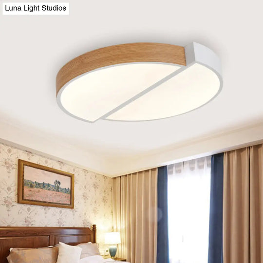 Contemporary Wood White Led Circle Flush Mount Lamp - 20.5 And 33 Diameter / Warm