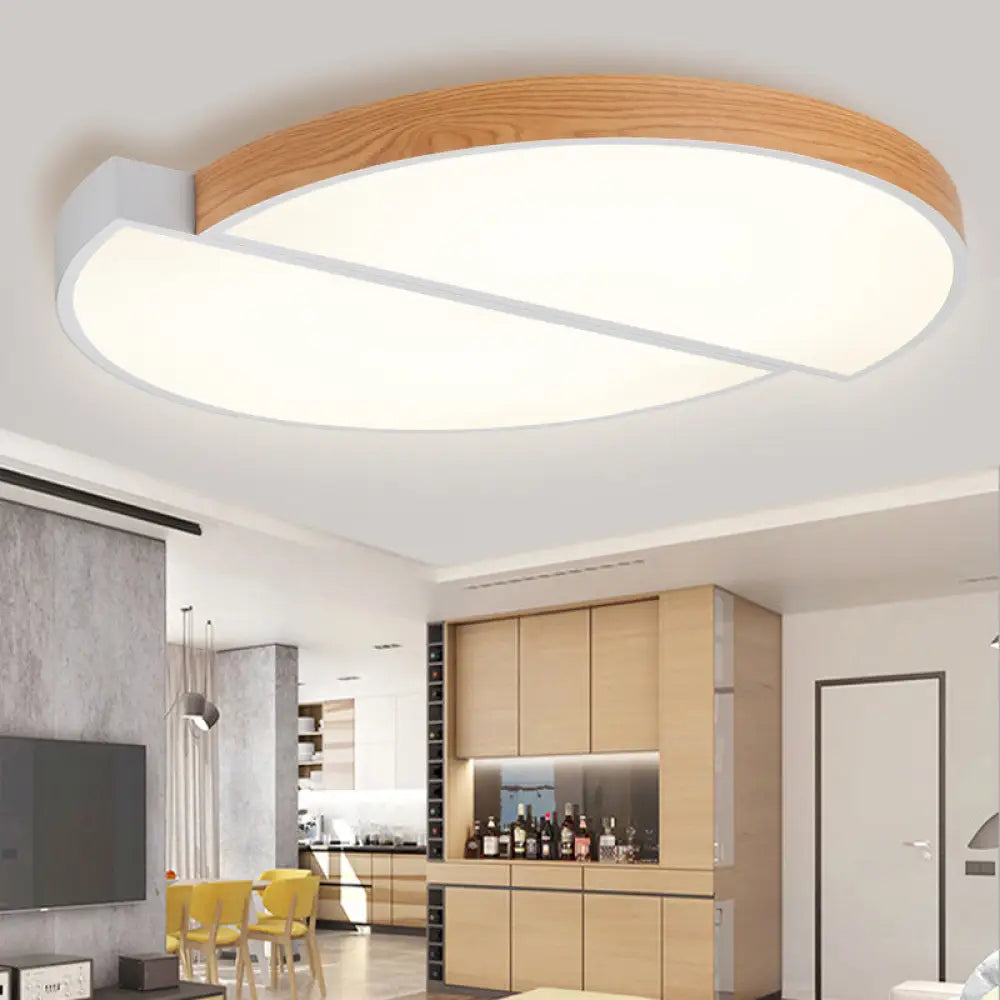 Contemporary Wood White Led Circle Flush Mount Lamp - 20.5’ And 33’ Diameter /