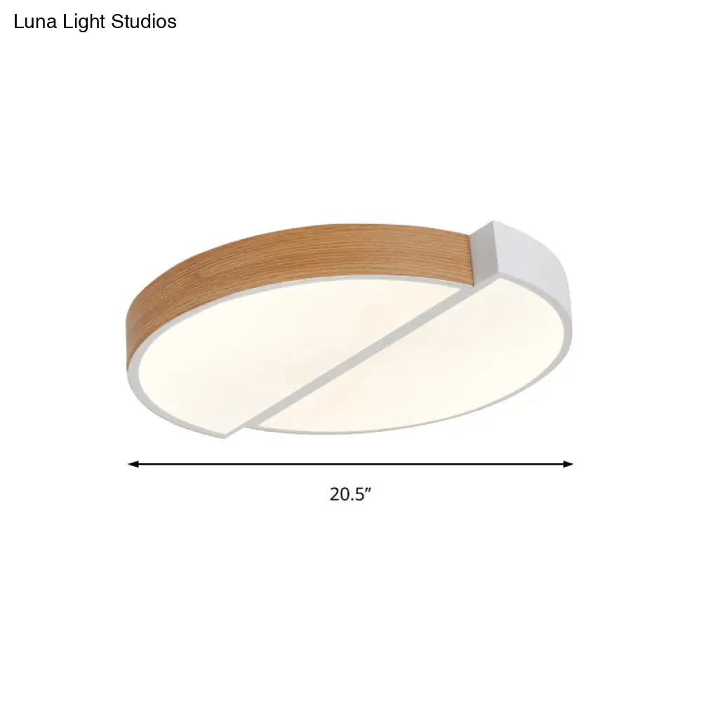 Contemporary Wood White Led Circle Flush Mount Lamp - 20.5’ And 33’ Diameter