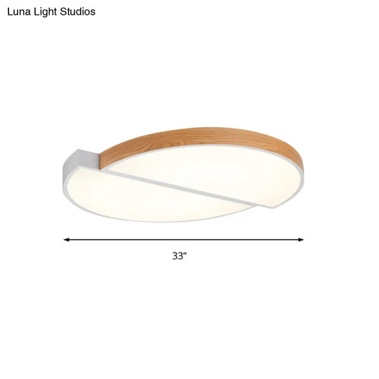 Contemporary Wood White Led Circle Flush Mount Lamp - 20.5’ And 33’ Diameter