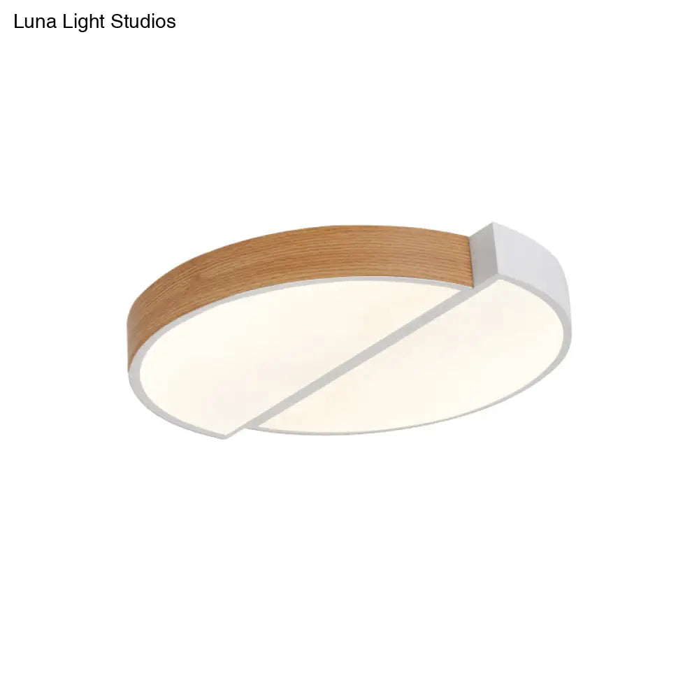 Contemporary Wood White Led Circle Flush Mount Lamp - 20.5 And 33 Diameter