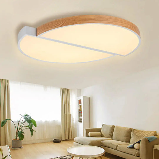Contemporary Wood White Led Circle Flush Mount Lamp - 20.5’ And 33’ Diameter / Warm