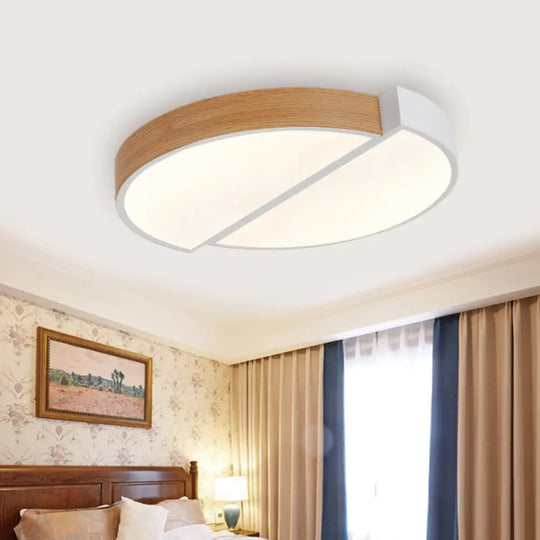 Contemporary Wood White Led Circle Flush Mount Lamp - 20.5’ And 33’ Diameter / Warm
