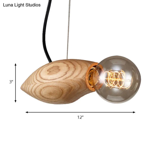 Contemporary Wooden Pendant Light Fixture - Open Bulb Restaurant Hanging