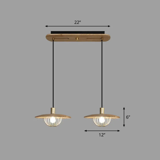 Contemporary Wooden Pendant Light With Cage Bottom - 1-Light Hanging Ceiling Fixture 2 / Wood