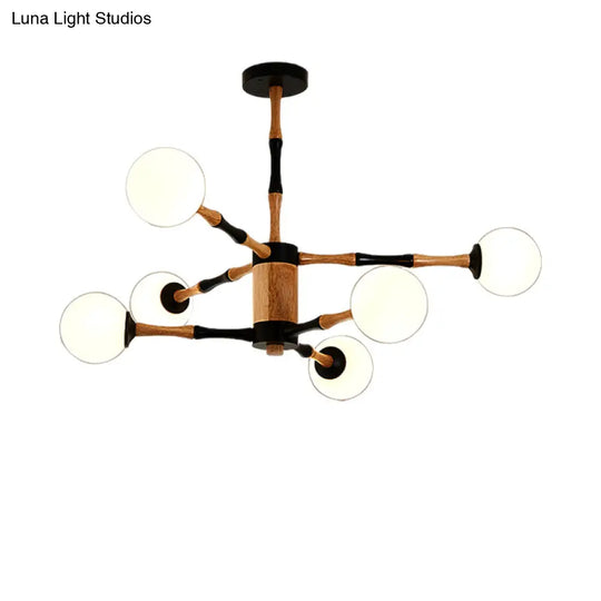 Contemporary Wooden Sputnik Chandelier - 6/8/12 Lights Hanging Pendant Lamp For Bedroom