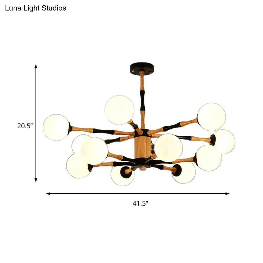 Contemporary Wooden Sputnik Chandelier - 6/8/12 Lights Hanging Pendant Lamp For Bedroom