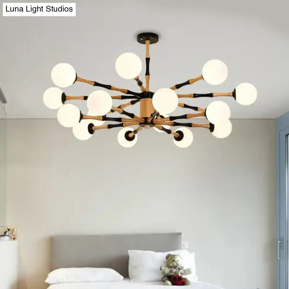 Contemporary Wooden Sputnik Chandelier - 6/8/12 Lights Hanging Pendant Lamp For Bedroom