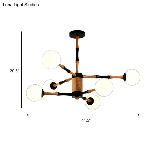 Contemporary Wooden Sputnik Chandelier - 6/8/12 Lights Hanging Pendant Lamp For Bedroom