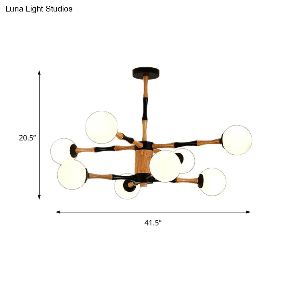 Contemporary Wooden Sputnik Chandelier - 6/8/12 Lights Hanging Pendant Lamp For Bedroom