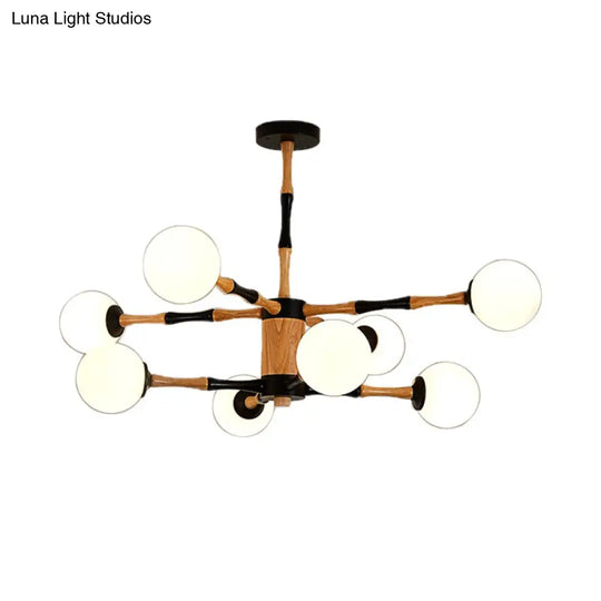 Contemporary Wooden Sputnik Chandelier - 6/8/12 Lights Hanging Pendant Lamp For Bedroom