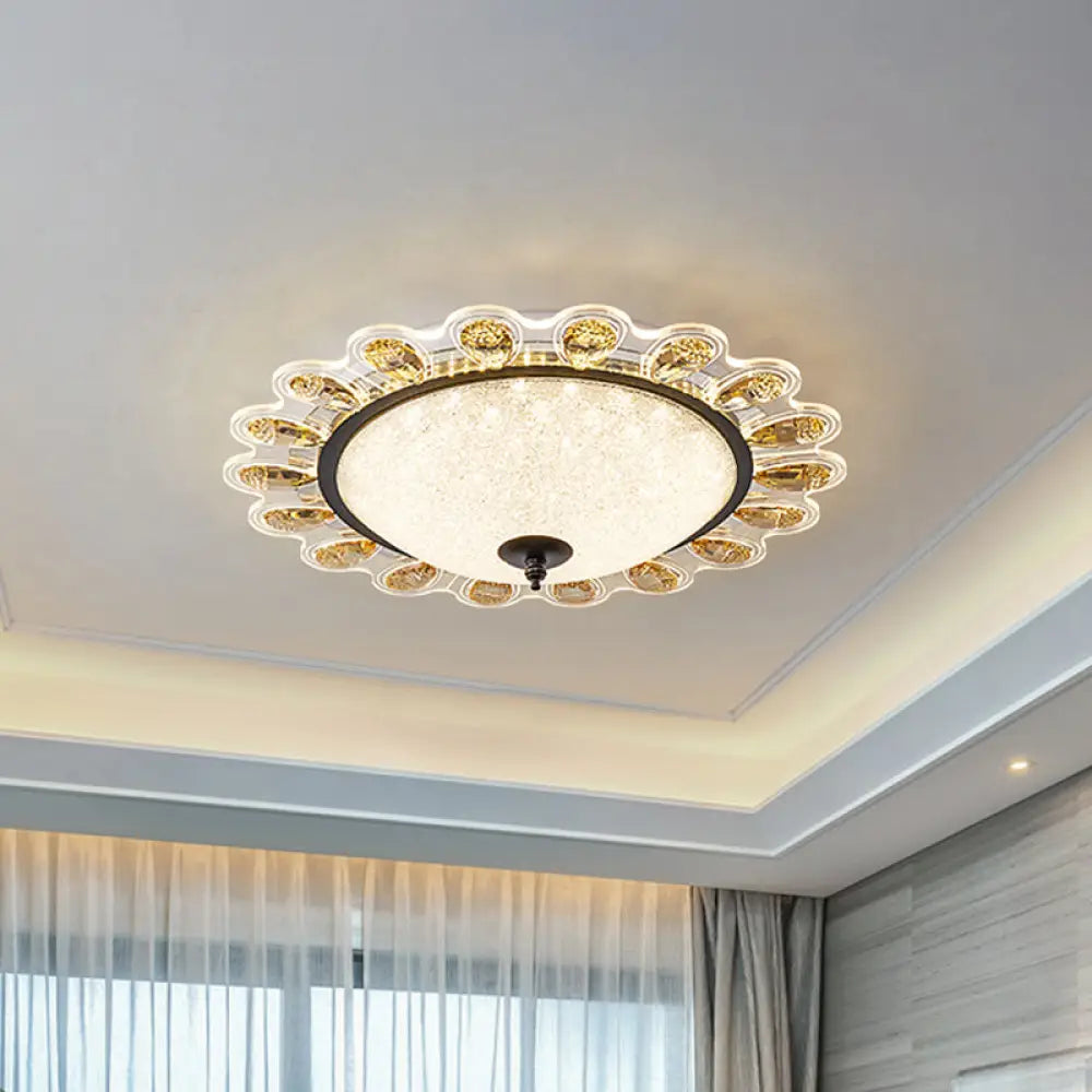 Contemporary Yellow Crystal Flushmount Led Ceiling Light For Drawing Room - 16’/23.5’ Wide / 16’