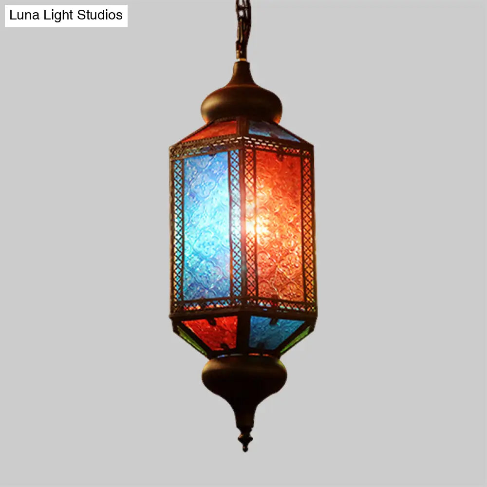 Copper Art Deco Lantern Suspension Light For Restaurants With 1 Bulb