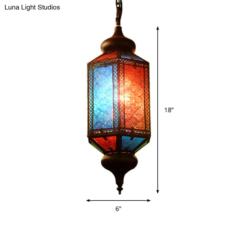 Copper Art Deco Lantern Suspension Light For Restaurants With 1 Bulb