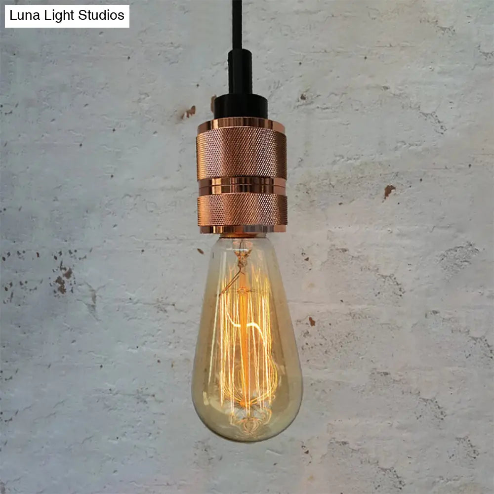 Metallic Exposed Bulb Pendant Light With Adjustable Cord - Industrial Style Copper/Black Copper