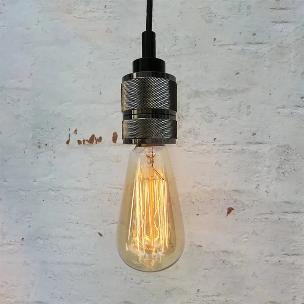 Copper/Black Industrial Pendant Light With Adjustable Cord And Exposed Bulb - Perfect For