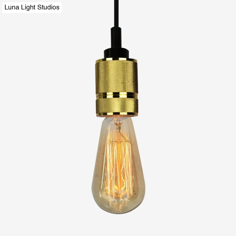 Metallic Exposed Bulb Pendant Light With Adjustable Cord - Industrial Style Copper/Black