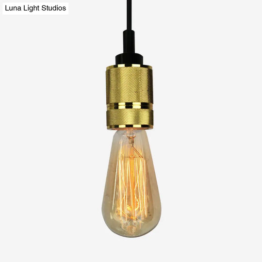 Metallic Exposed Bulb Pendant Light With Adjustable Cord - Industrial Style Copper/Black