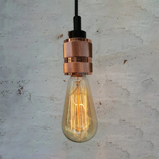 Copper/Black Industrial Pendant Light With Adjustable Cord And Exposed Bulb - Perfect For