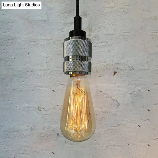 Metallic Exposed Bulb Pendant Light With Adjustable Cord - Industrial Style Copper/Black