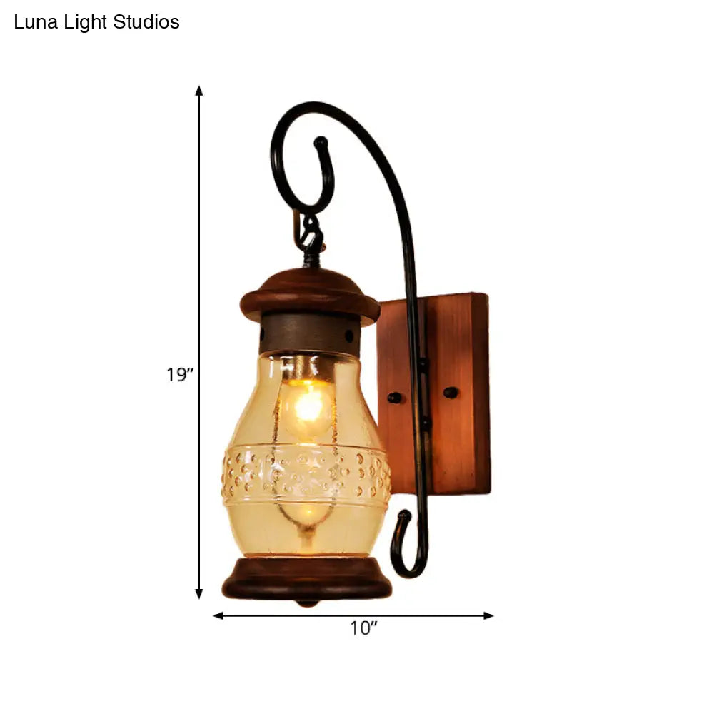 Copper Bottle Wall Sconce Light With Industrial Tan Glass - Bedroom Lamp