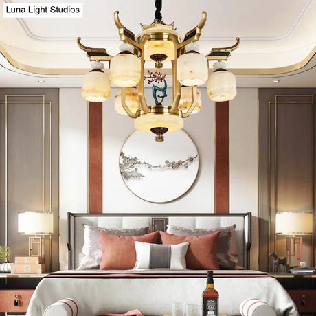 Copper Chandelier with Marble 20+ Lights Remote Control chandelier